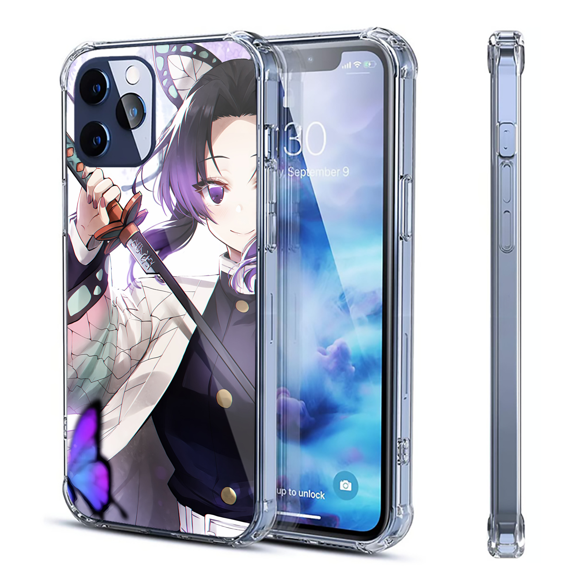 （画像用） 鬼滅の刃（きめつのやいば）蟲柱-胡蝶 しのぶ／こちょう しのぶ Kochou Shinobu 【iPhone 12シリーズ対応】透明スマホケース（クリアソフトケース）